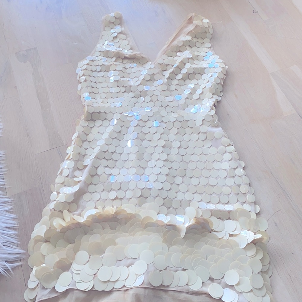 Bcbg Runway 2017 Shimmer Dress light gold beige
